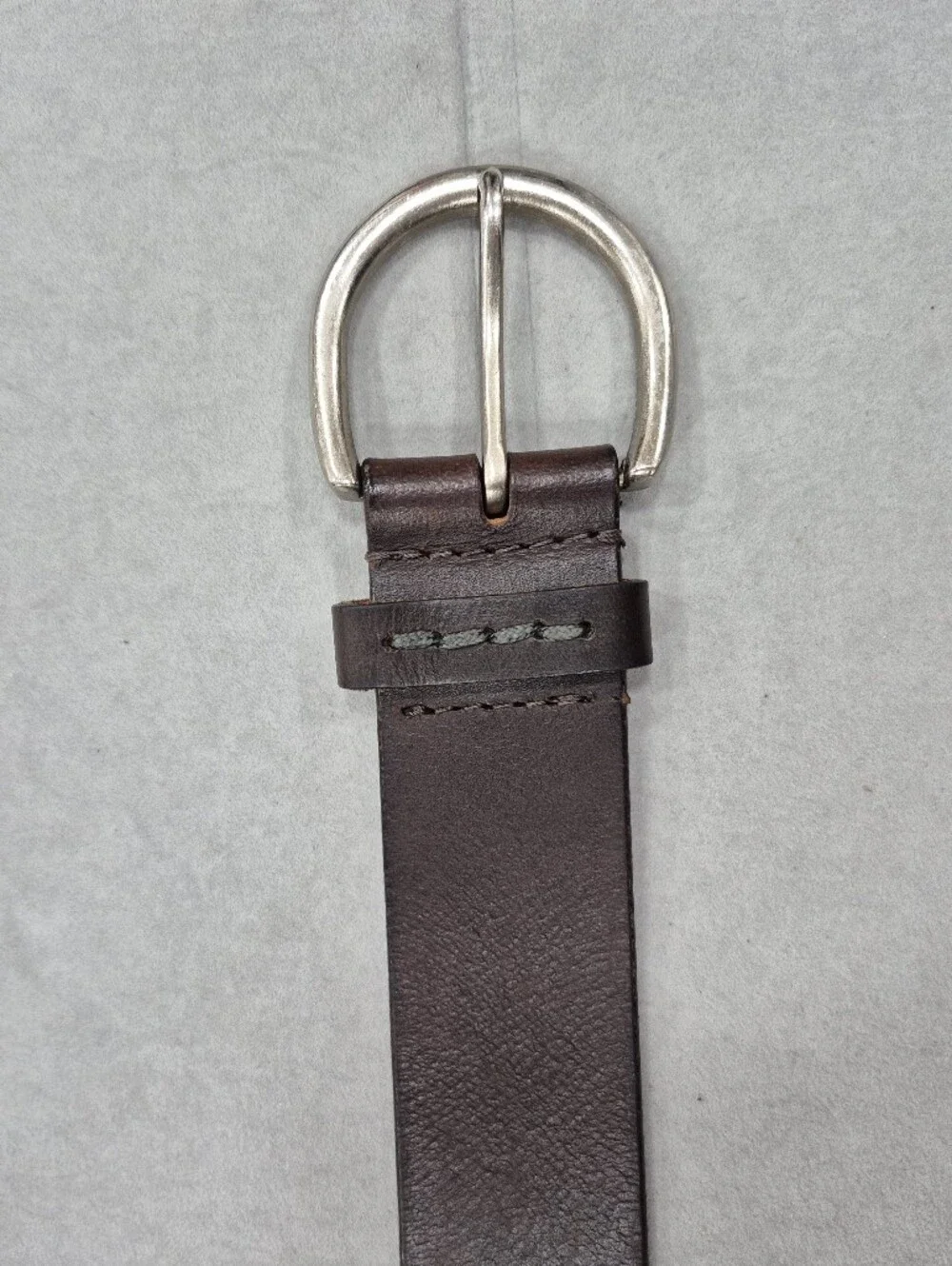 Aeropostale belt women's large brown leather brushed silver rounded buckle